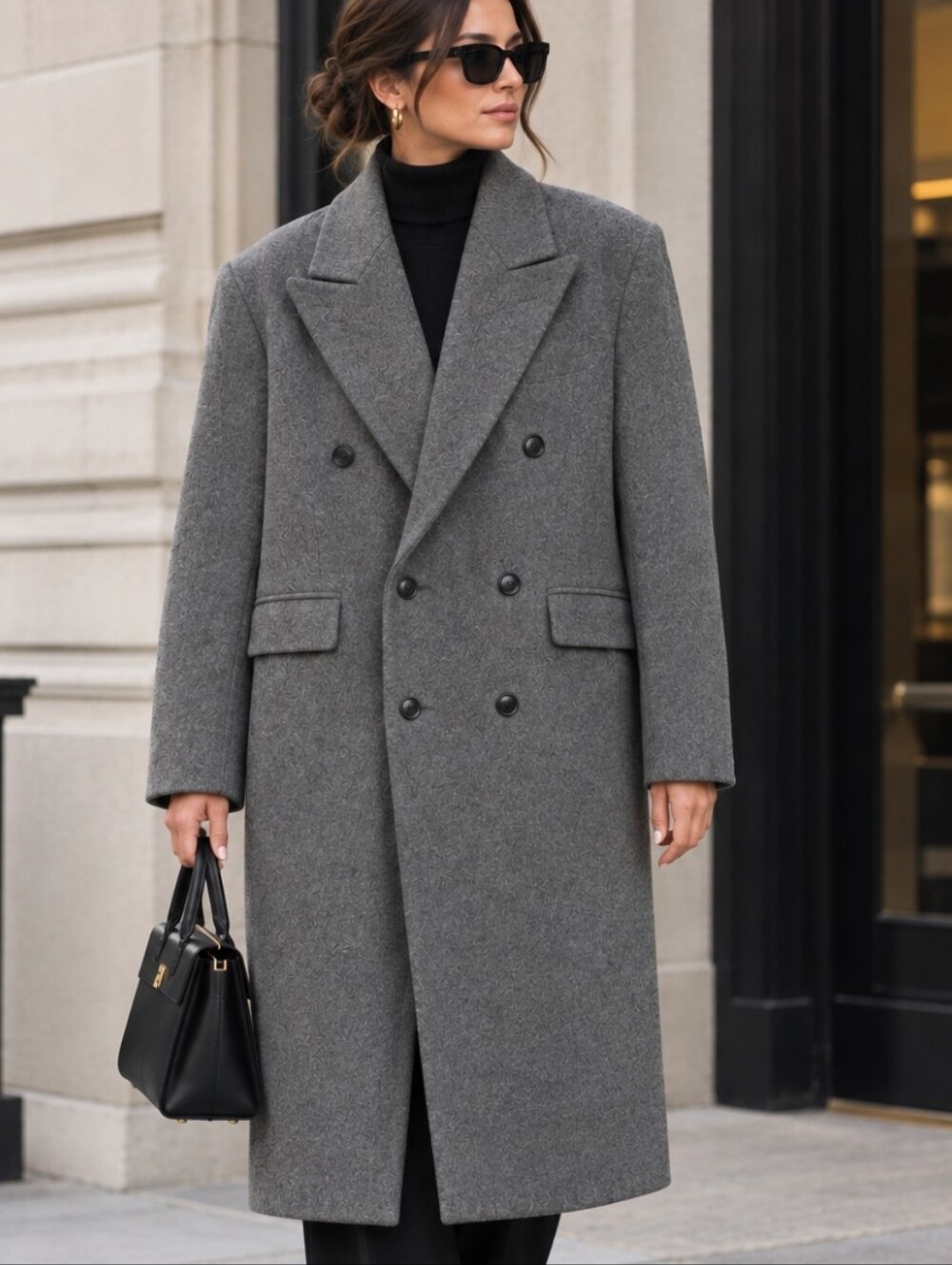 The Bekk Double-Breasted Boxy Fit Wool Blend Overcoat - Gray Size M/L NWT.